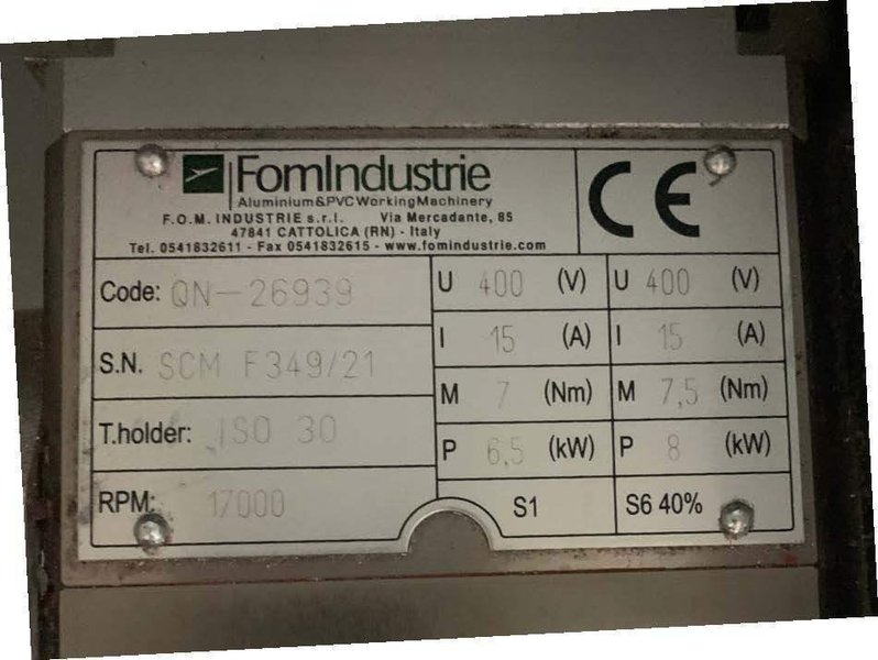 2022 FOM INDUSTRIE ARGO 70 VERTICAL MACHINING CENTER