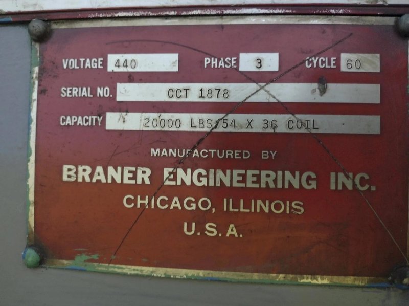 20,000 LBS X 54" X 36" BRANER COIL UPENDER. STOCK # 0435126
