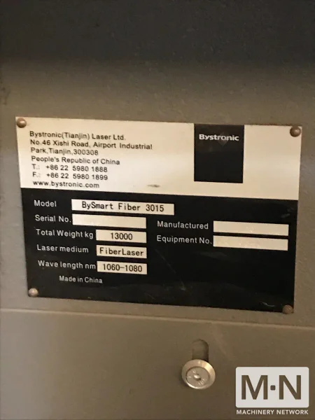 2O16 BYSTRONIC BYSMART 3015 2000 WATT FIBER LASER