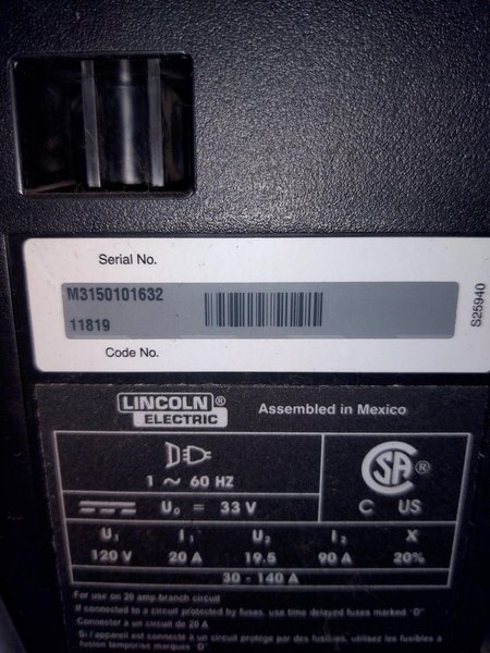 LINCOLN ELECTRIC MODEL #140C MIG WELDER: STOCK #16576