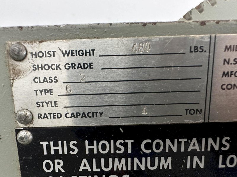 4 TON BUDGIT UNDER HUNG CHAIN HOIST. STOCK #0310922