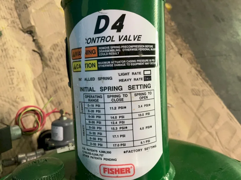 FISHER D4 CL1500 CONTROL VALVE   -  D4 (SPRING-TO-CLOSE)