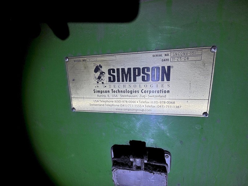 2009 Simpson model mc100 sand cooler s/n snconv-151 with blower and controls