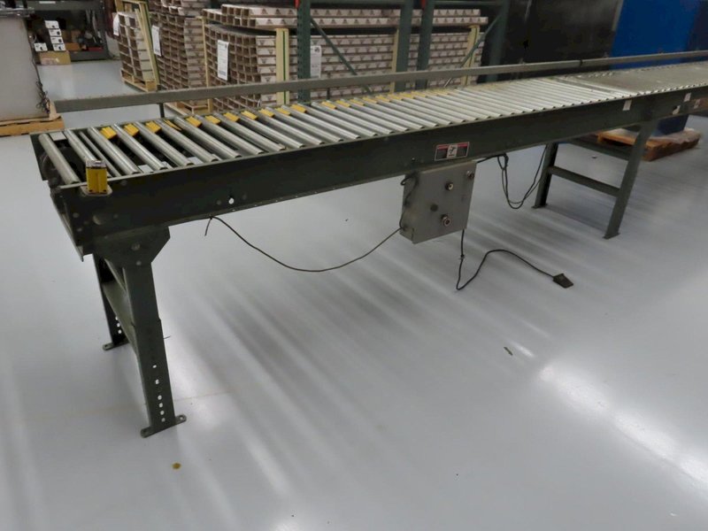 Hytrol 22" x 25' Powered Roller Conveyor System with Foot Pedal, (2) 10' Sections and (1) 5' Section- Auction Item