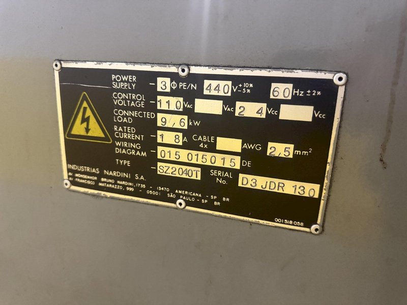 20" X 40" NARDINI MODEL #SZ2040T ENGINE LATHE 3-1/8" HOLE: YOBRO #24608