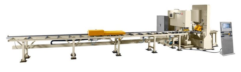 NEW GEKA ALFA PLUS AUTOMATIC CNC LINE FOR PUNCHING, DRILLING, MARKING AND SHEARING FLAT BARS