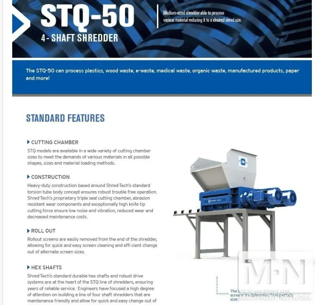 SHRED-TECH MODEL STQ-50E 4 SHAFT SHREDDER MFG 2015