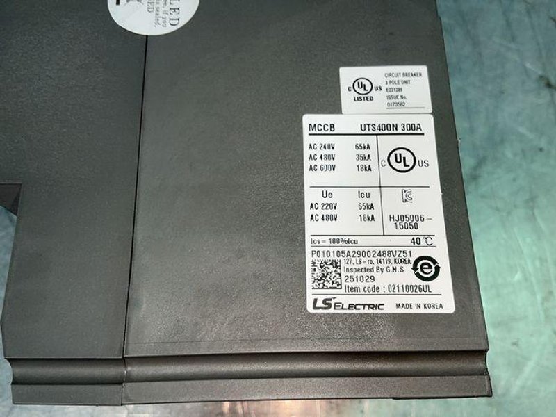 LS ELECTRIC 300 AMP UTS400N MOLDED CASE CIRCUIT BREAKER  -  02110026UL