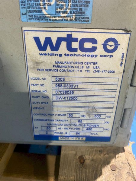 WTC – 5003 Weld Controller Part#: 958-0303V1 USED