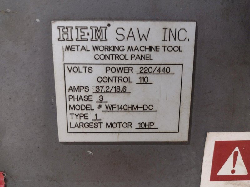 44&quot; X 20&quot; HEM MODEL #WF140HM-DC WIDE FLANGE HORIZONTAL DUAL COLUMN BANDSAW: STOCK #22726