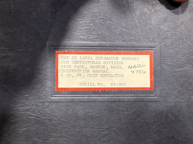 5 CU FT DE-LAVAL CENTRIFUGAL CHIP SPINNER / OIL EXTRACTOR: YOBRO #24690