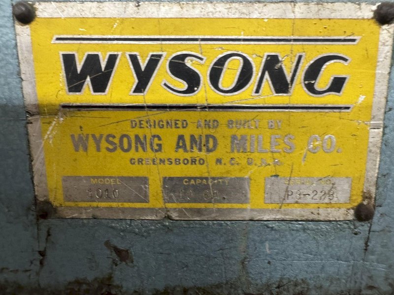 10&#039; X 10 GAUGE WYSONG MODEL #1010 POWER SQUARING SHEAR: YOBRO #23831