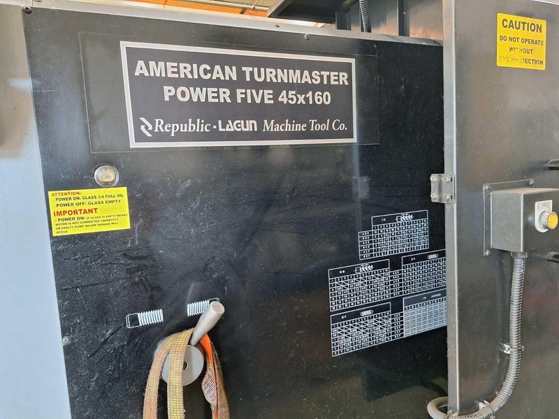 American Turnmaster Power Five 45″ x 160″ Engine Lathe, 2014 – 10″ Bore, DRO, Steady Rests, Rear Chuck Mount