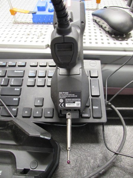 Keyence XM-M1200 Coordinate Measuring System with XM-P1000 Probe, XM-1600 Handheld Controller, XM-S1200 Base and Movable Stage, Software, XM-C1000 Computer Unit and  Monitor Screen