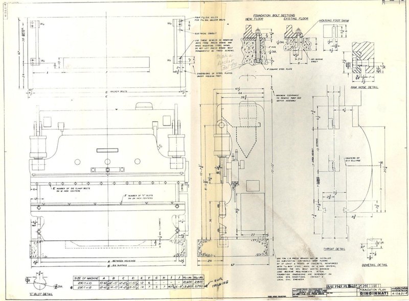 230 TON X 14' CINCINNATI HYDRAULIC PRESS BRAKE: STOCK #56000