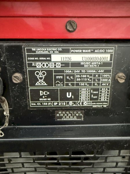 1000 AMP LINCOLN ELECTRIC POWER WAVE AC/DC 1000 WELDER. STOCK # 0343125