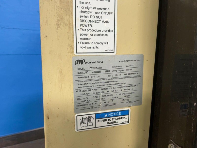 INGERSOLL RAND 9  HP REFRIGERATED COMPRESSED AIR DRYER  -  D2720INA400