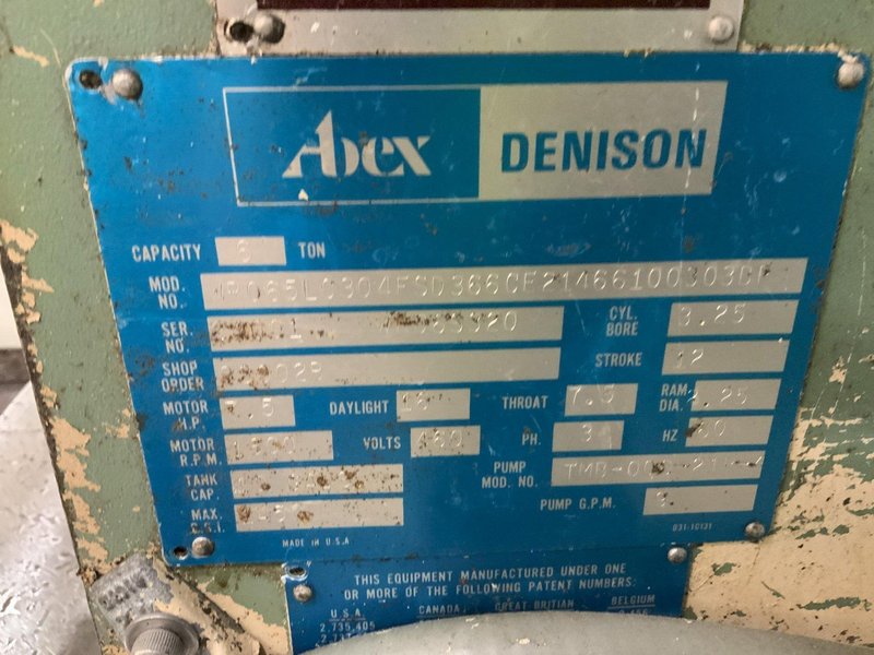 6 TON DENISON #WR065L MULTIPRESS C-FRAME HYDRAULIC PRESS: STOCK #80600