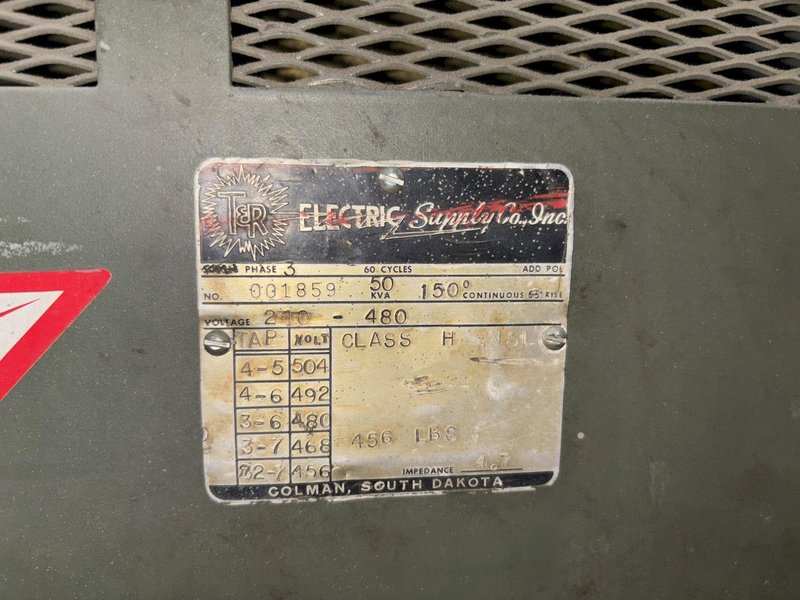 50 KVA TR 480 / 240 VOLT ELETRICAL TRANSFORMER: YOBRO #24090