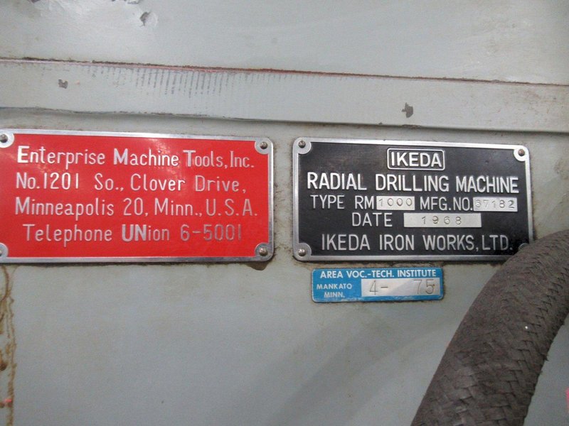 Ikeda RM1000 Radial Arm Drill, 42&quot; Arm, 11&quot; Column,