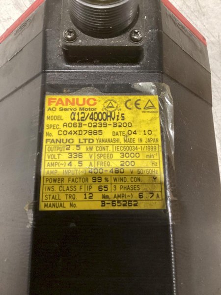 FANUC SERVO MOTOR A06B-0239-B200 A 12/4000HVis USED
