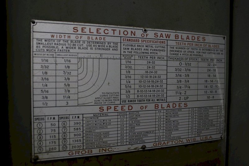 18" GROB MODEL #MS18 VERTICAL BANDSAW: STOCK #75924