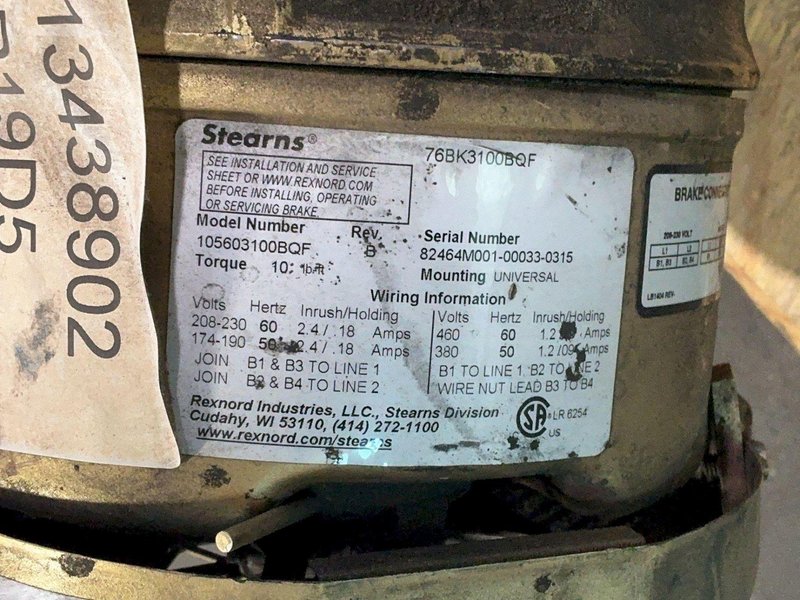 Quantis Ratio=32:78:1 Gearmotor W/ Stearns 105603100bqf - Bb683cn140tc