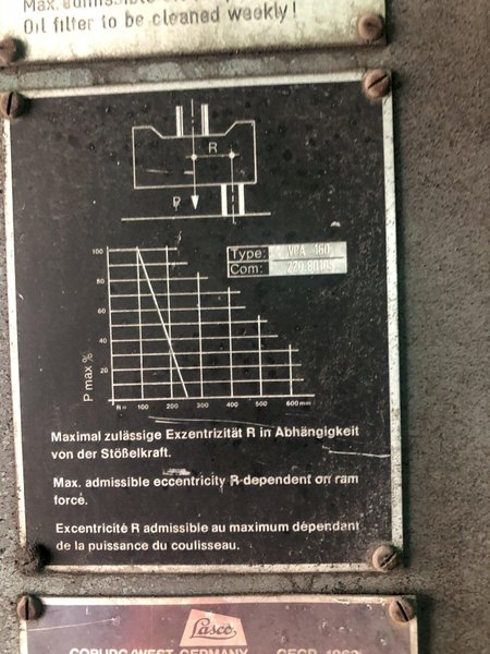 160 TON LASCO MODEL VPA-160 PREFORM HYDRAULIC FORGING PRESS: STOCK #16883