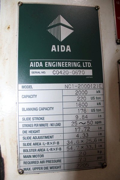 220 Ton Aida Gap Press