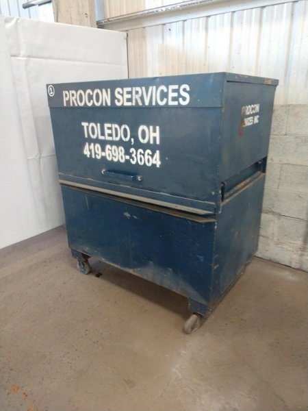48" X 30" X 55" GREENLEE BLUE PORTABLE JOB BOX CABINET ON ROLLING CASTERS: STOCK #12389