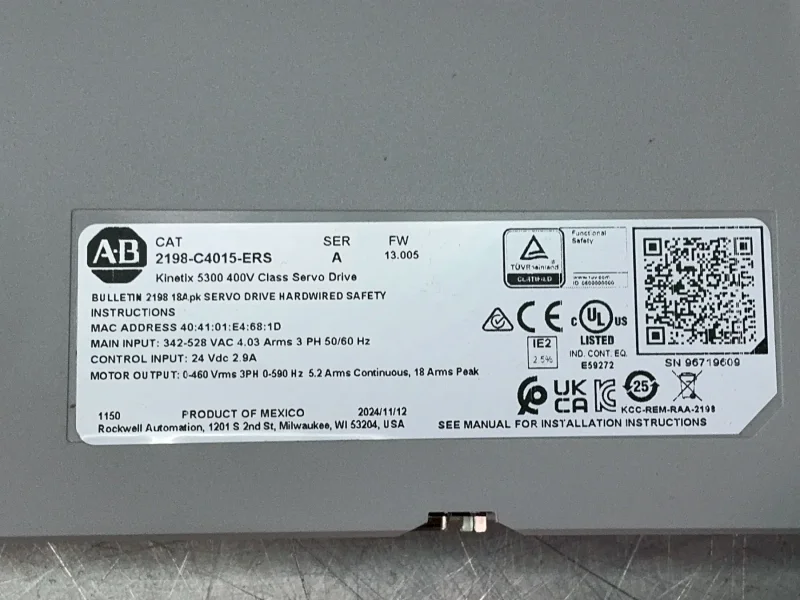 ALLEN-BRADLEY KINETIX 5300 SERVO DRIVE  -  2198-C4015-ERS