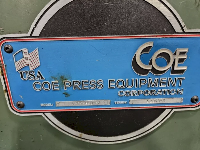 COE PRESS Coil Feed Line 8,000 Lbs. x 12" Wide