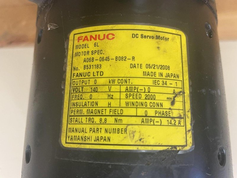 FANUC MODEL 6L DC SERVO MOTOR: STOCK #15811