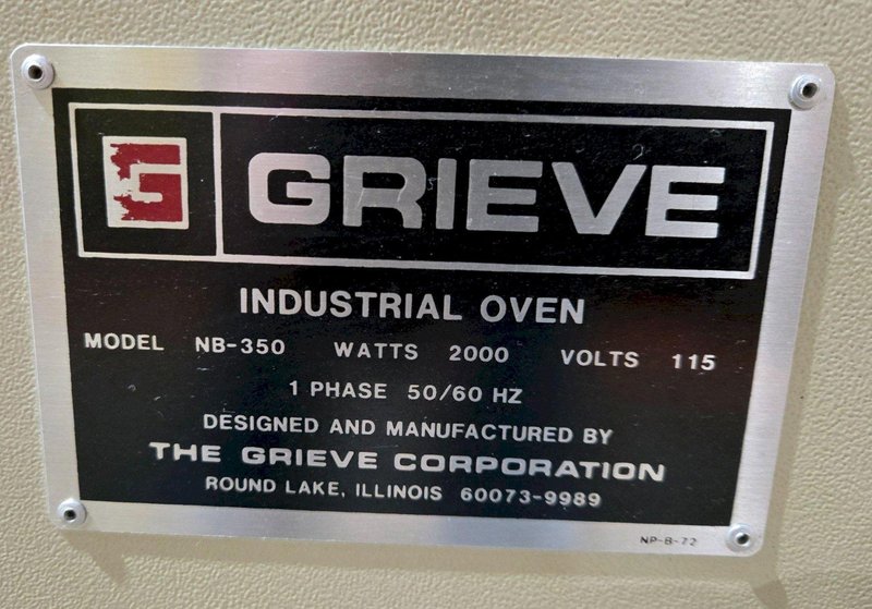 GRIEVE CORP. NB-350 INDUSTRIAL OVEN 350F USED
