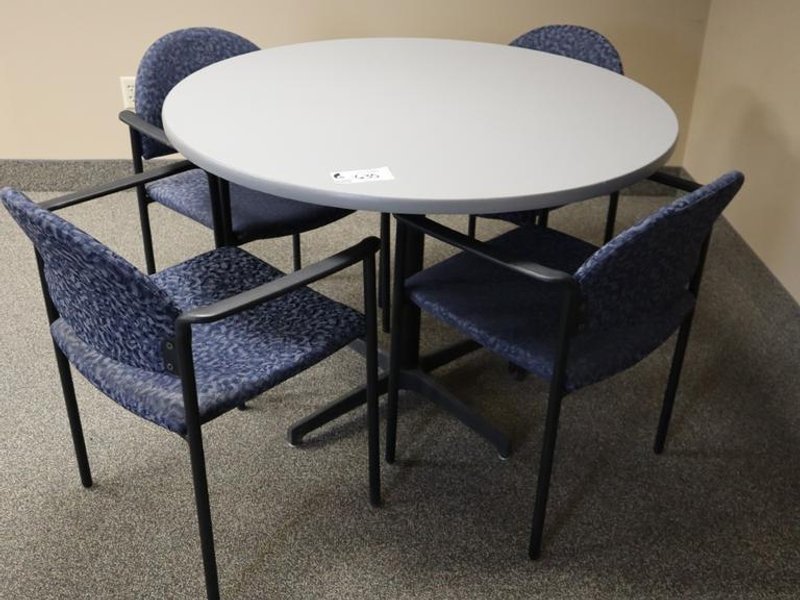 42" Round Laminate Top Office Table With 4 Chairs- Auction Item