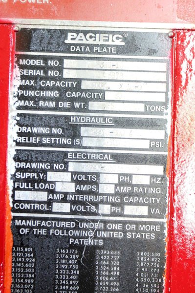 90 TON X 10' PACIFIC HYDRAULIC PRESS BRAKE: STOCK #68380