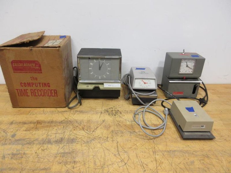 Vintage Employee Time Clock Stamp Recorders, (1) Calculagraph, (2) Stromberg, (1) Lathem- Auction Item