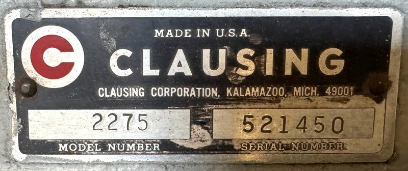 20" Clausing Single Spindle Drill Floor Type, V-Speed 300-2000 RPM,  22" x 19" Tbl., 1-1/2 HP