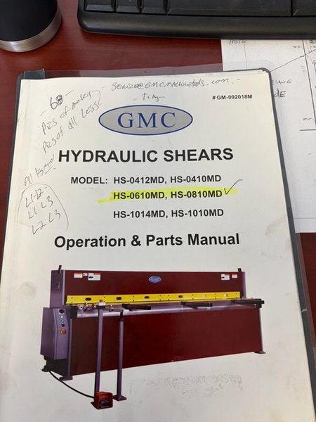 70 Ton x 6′ GMC HPB-7006 Hydraulic Press Brake, 2022 – ESA CNC Control, Back Gauge