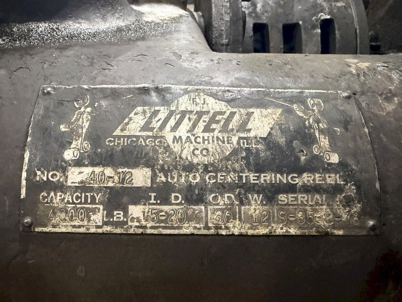 4,000 LBS x 12" x 60" LITTELL MODEL #40-12 DOUBLE END AUTO CENTERING UNCOILER COIL REEL: YOBRO #24308