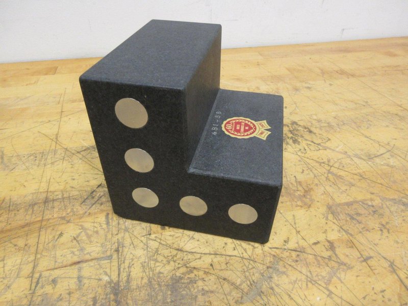 Granite Angle Plate 6" x 6" x 6" with Magnetic Inserts and 1/4-20 Mounting Holes in Protective Case- Auction Item