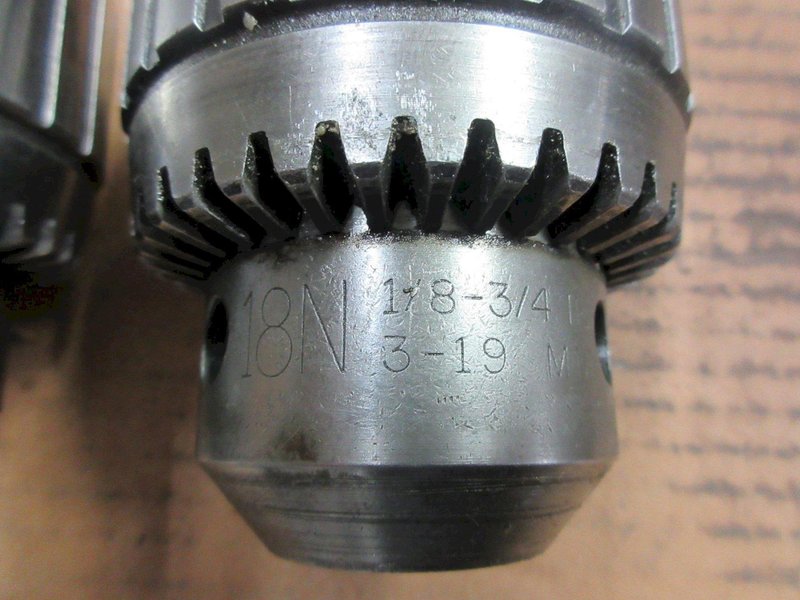 Jacobs Keyed Drill Chucks (2) No. 18N, On MT #3 &amp; #4, with Extra Keys and Morse Taper Adapters- Auction Item