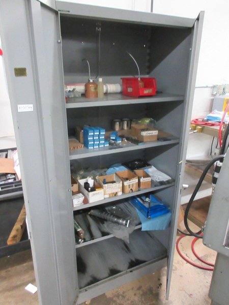 2 Door Metal Storage Cabinet, 4 Adjustable Shelves and Contents- Auction Item