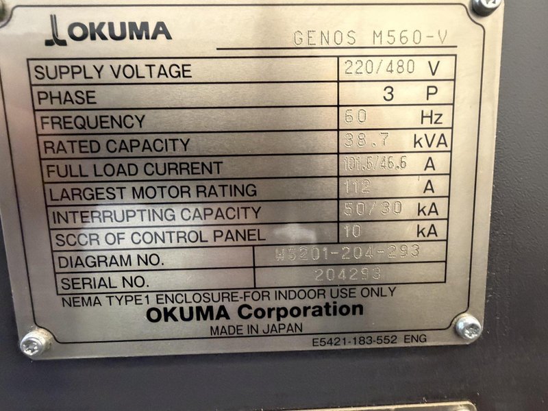 2017 Okuma M560-V CNC Vertical Machining Center