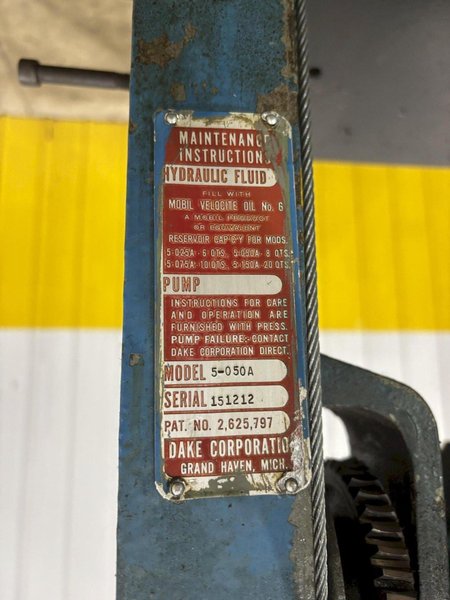 50 TON DAKE MODEL #5-050A ELECTRIC HYDRAULIC H-FRAME PRESS: STOCK #23672