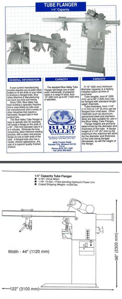 1/4&quot; X 60&quot; BLUE VALLEY MODEL #T-1084 TUBE &amp; PIPE FLANGER: STOCK #17288