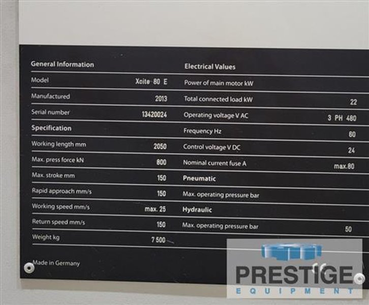 88 Ton Bystronic Xcite 80E CNC Electric Servo Press Brake