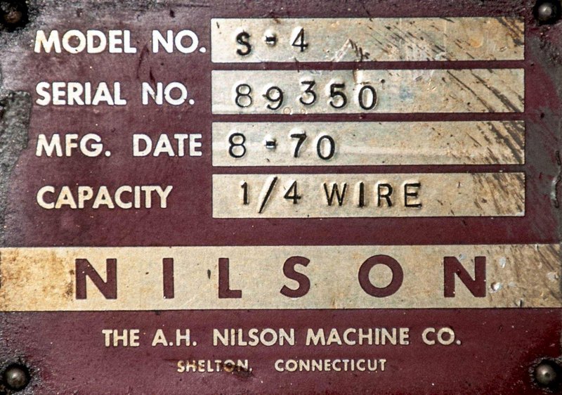 1/4&quot; NILSON MODEL #S-4 FOUR-SLIDE WIRE FORMING MACHINE: STOCK #16991