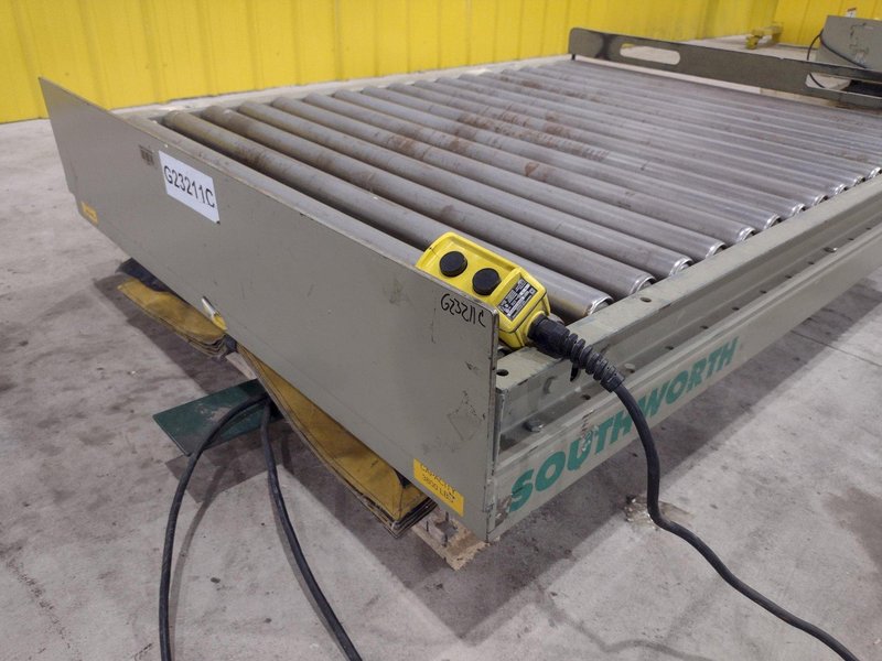 3800 LB X 57" X 42" SOUTHWORTH MODEL #LS4-36 ROLLER TOP HYDRAULIC LIFT TABLE: STOCK #20881