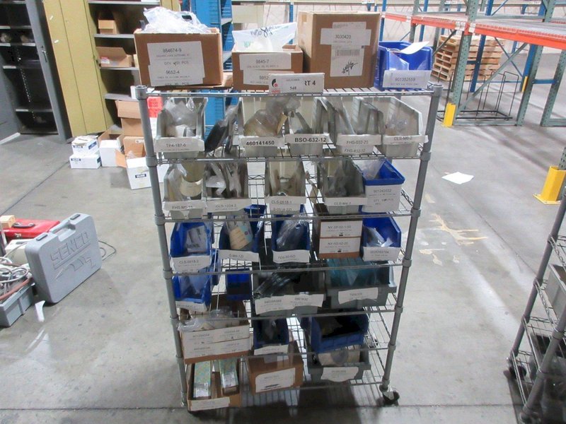 Rolling Wire Shelf with Contents of Assorted Hardware and Fasteners- Auction Item